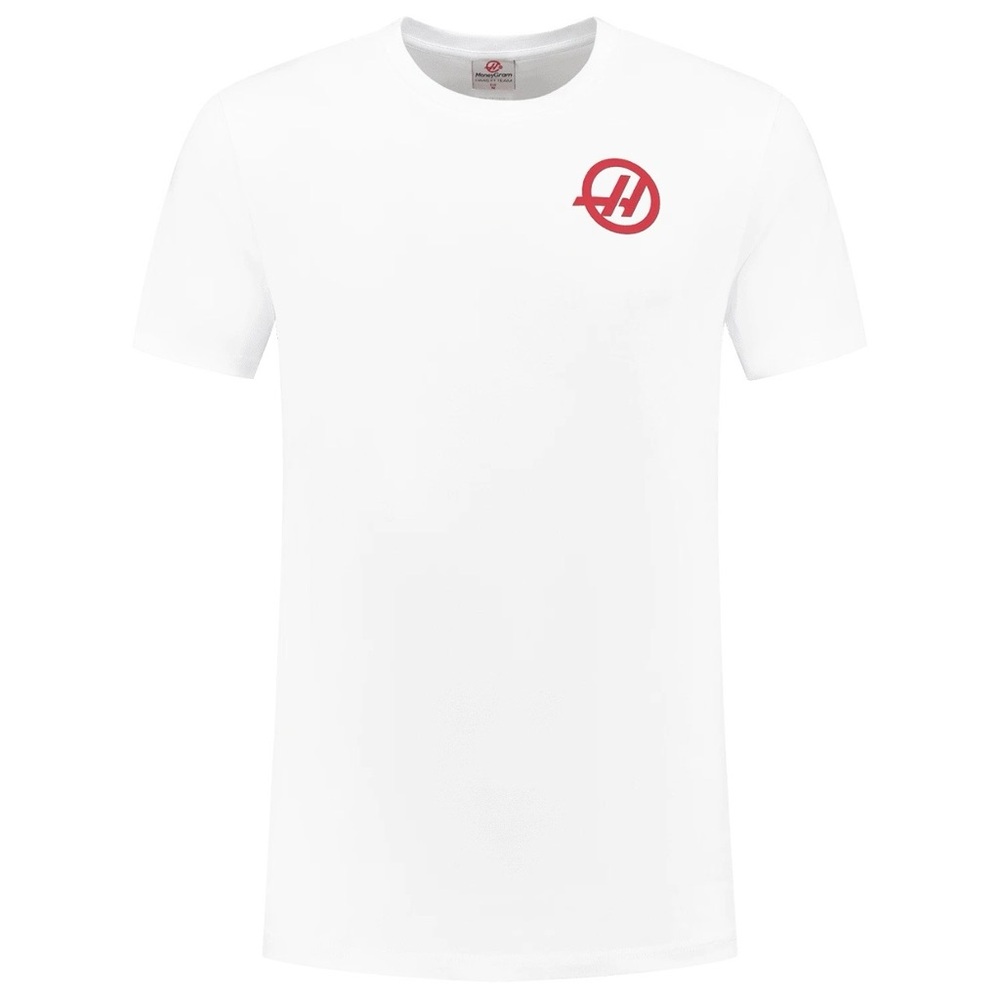 Haas Moneygram F1 Team 2025 Fan Wear Roundel Essentials White T-Shirt Large